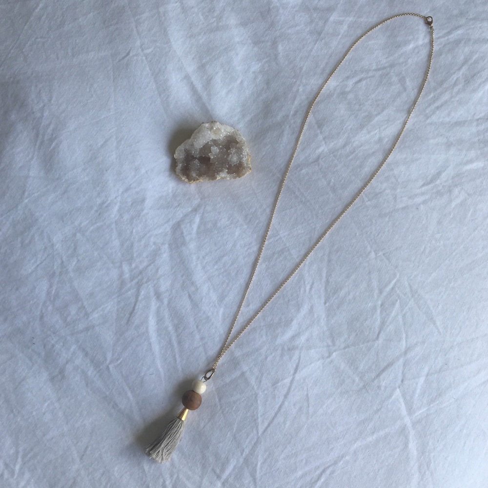 Wooden Bead Tassel Necklace - Natalie Borton